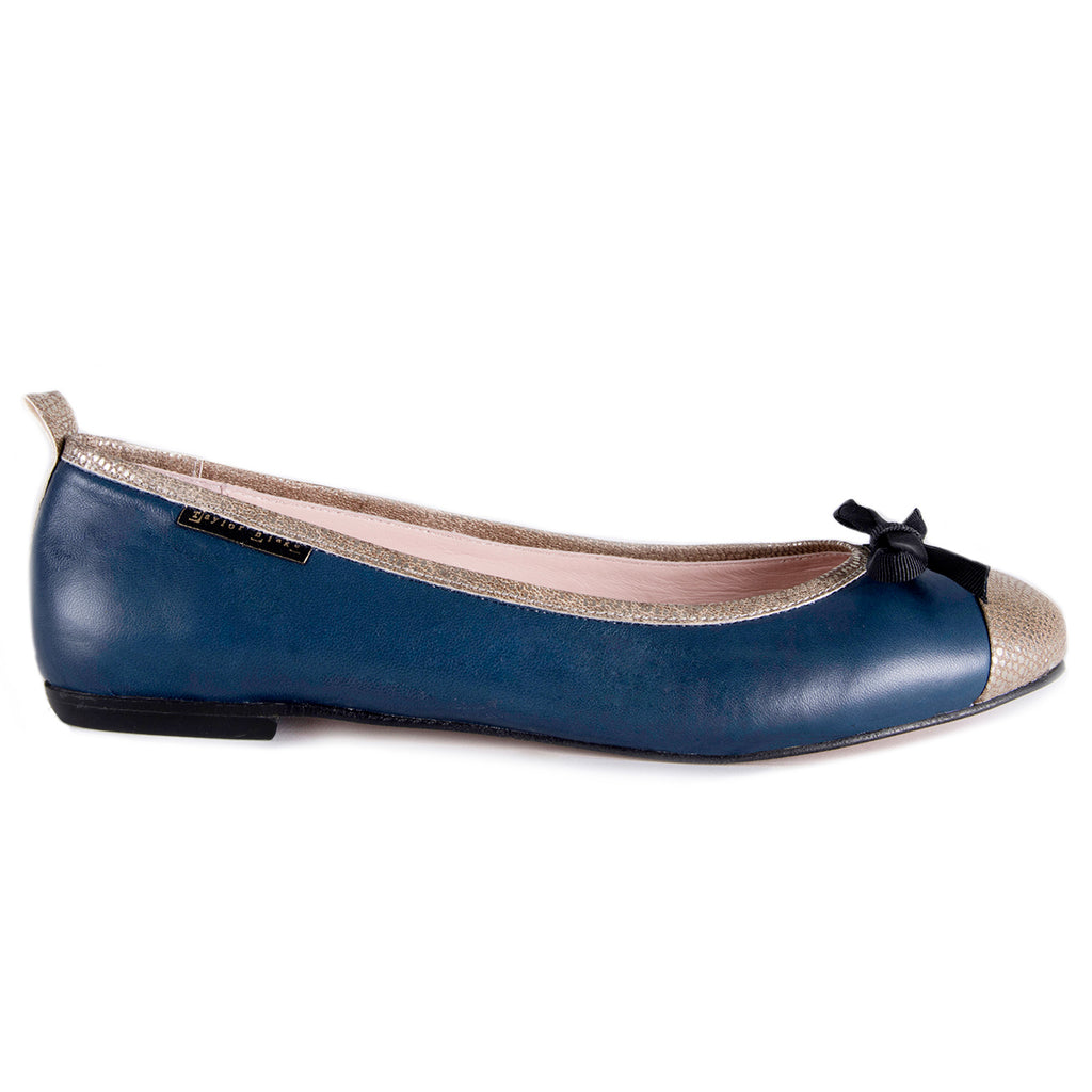 navy blue leather flat shoes