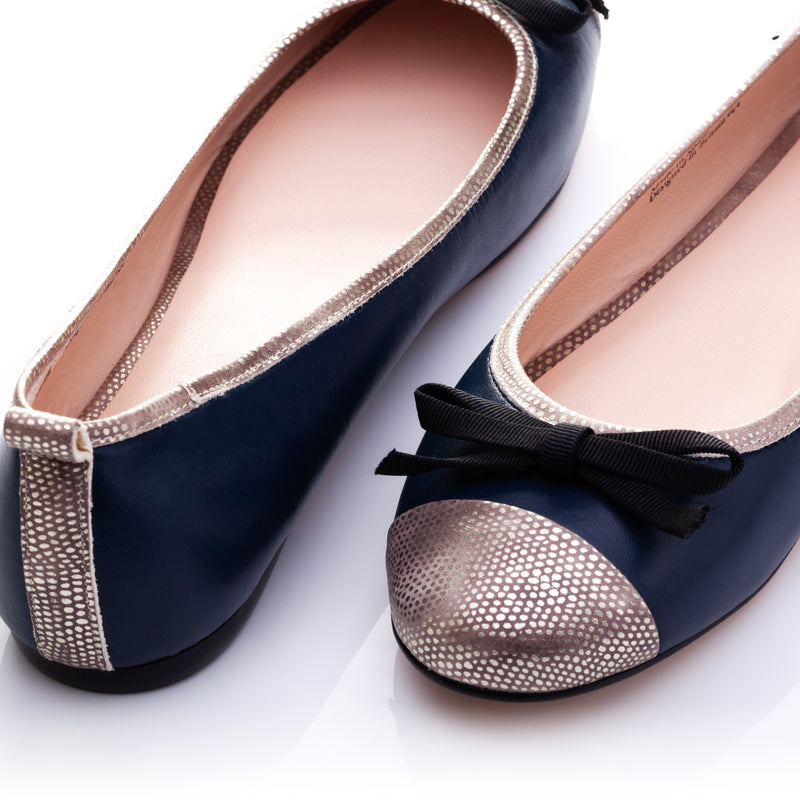 navy blue leather flats