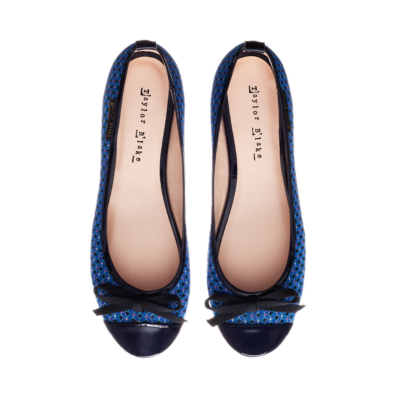 navy blue leather ballet flats