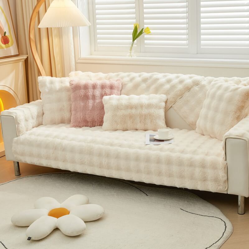 Cosy Plush Solid Color Non-slip Couch Cover