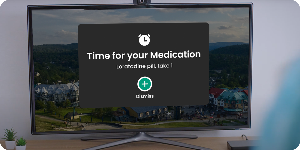 medication reminder showing on senior tv
