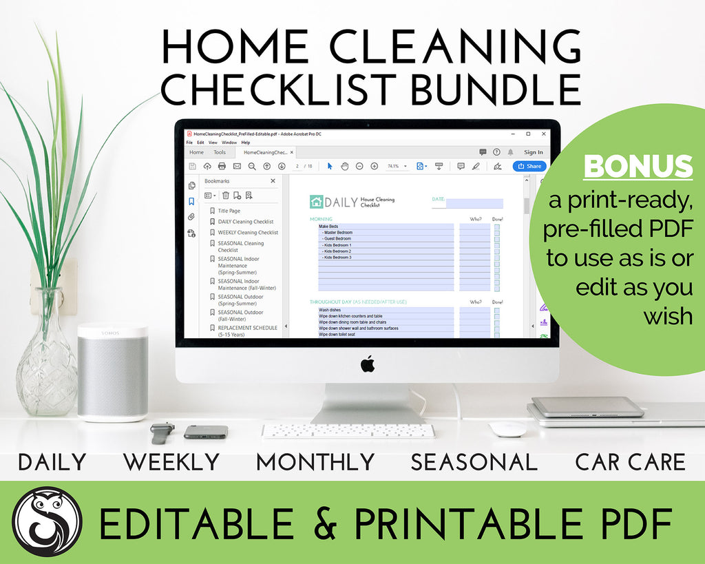 Printable Home Cleaning Checklist Bundle