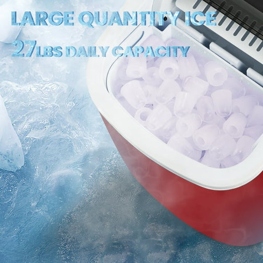 KISSAIR Countertop Ice Maker, Self-cleaning Portable Ice Maker Machine with  Handle and Ice Scoop, Bullet Ice Cubes, 9Pcs/8Min 26Lbs/24H for