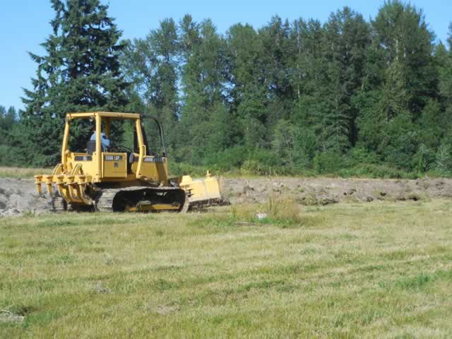 Left field being plowed.