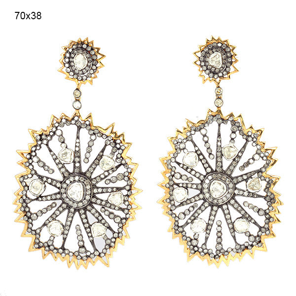 Gold and Diamond Sunburst Earring