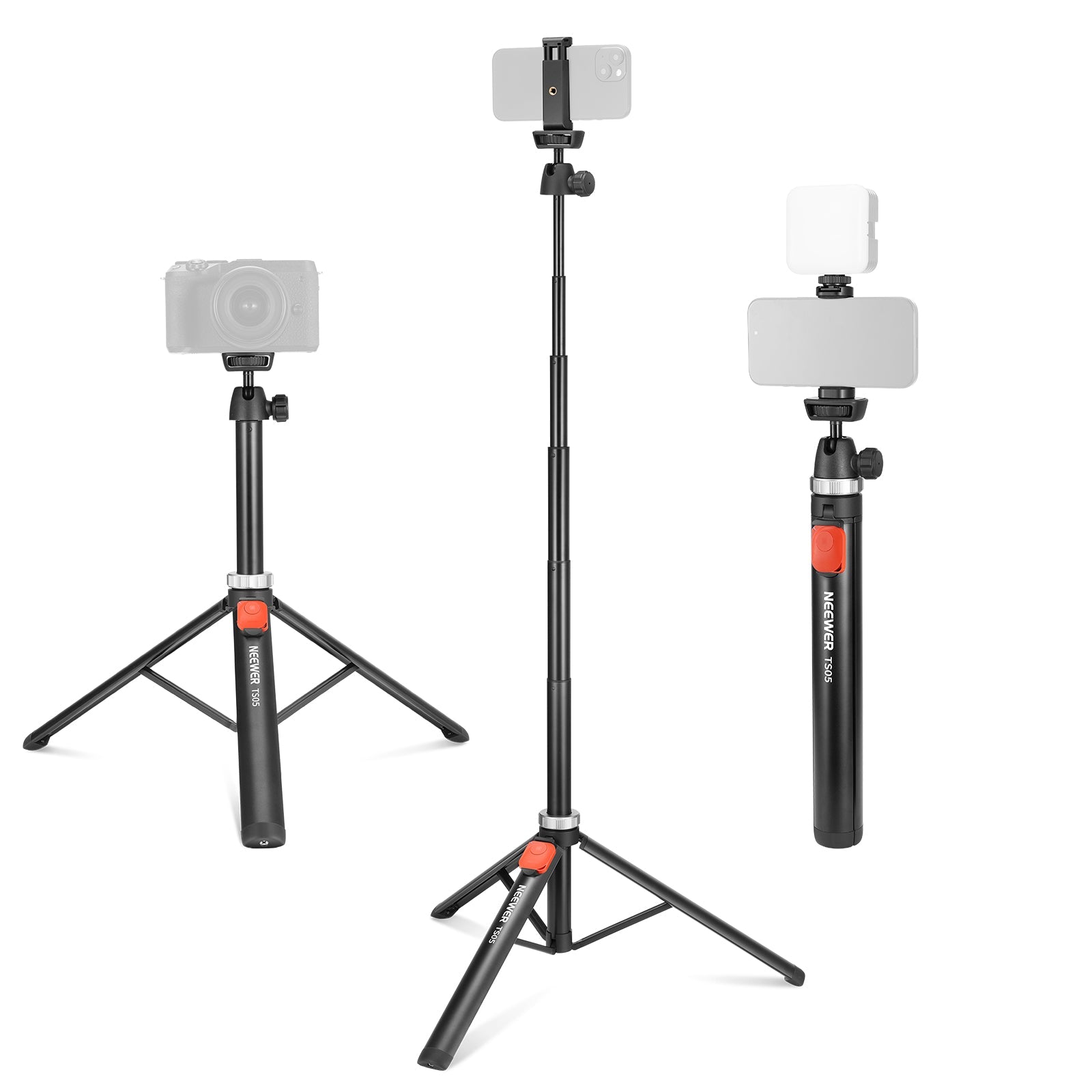 NEEWER TS05 65.2" All Metal Phone Tripod with Bluetooth Remote