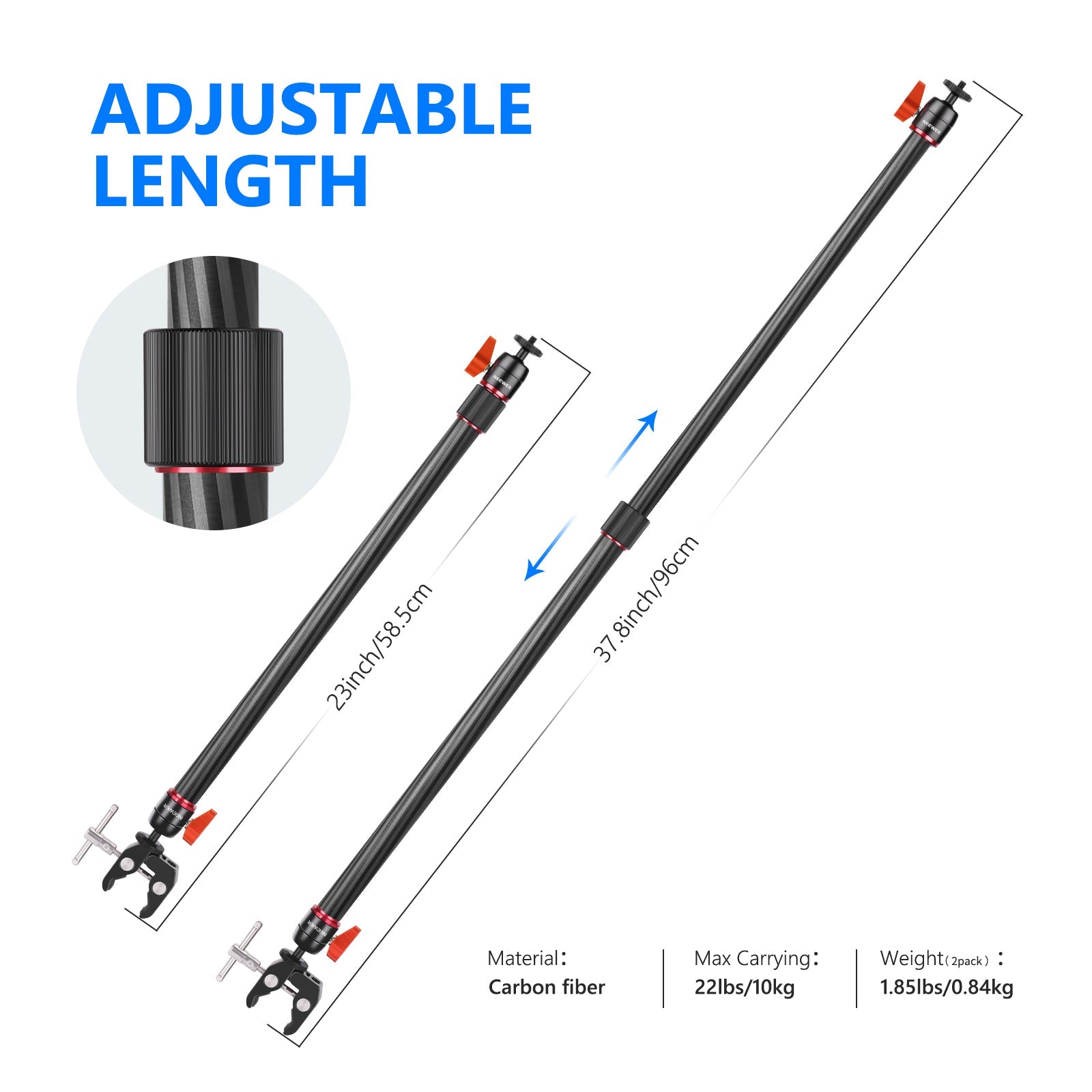 NEEWER 39.4 inches/100 Centimeters Carbon Fiber Camera Slider