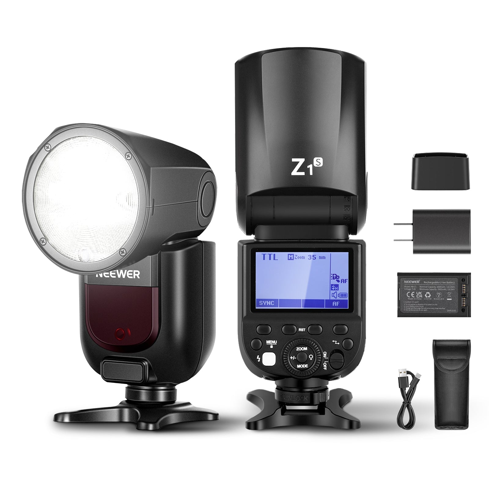 NEEWER Z1-C TTL Round Head Flash Speedlite for Canon