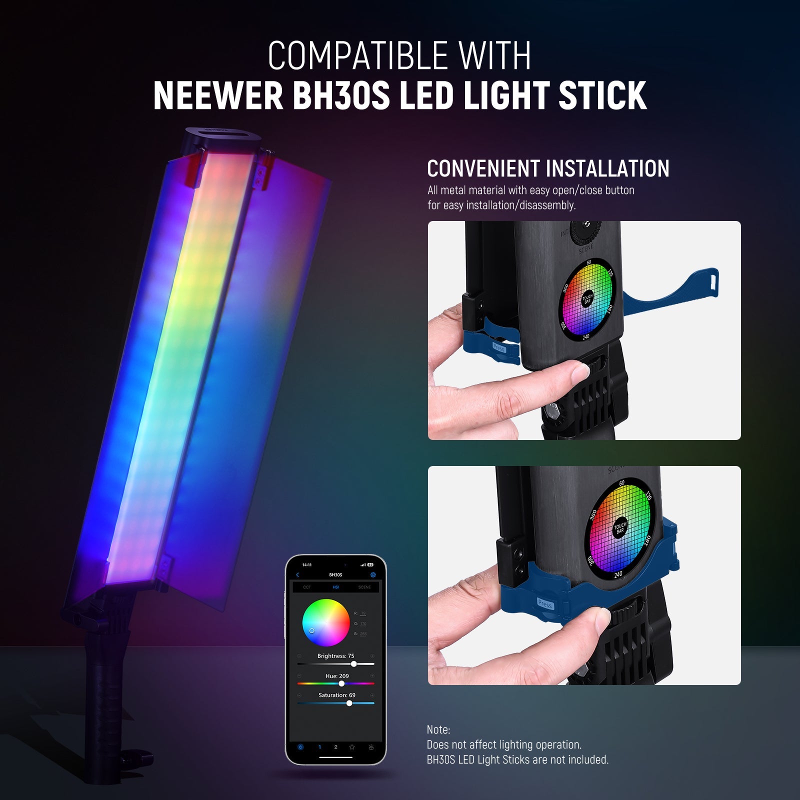 NEEWER Upgraded Interactive RGB LED Video Light Stick Kit - NEEWER 