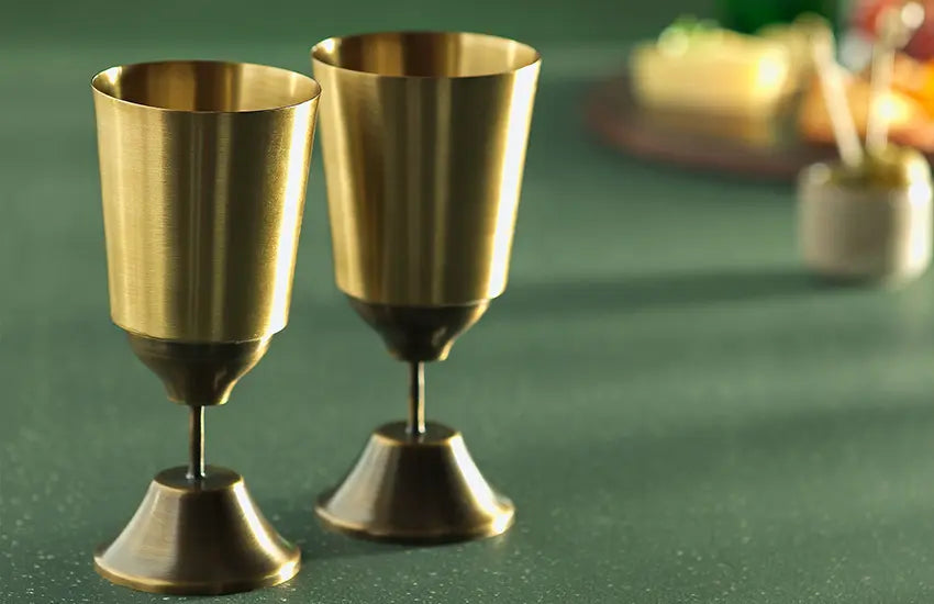 Benefits of Drinking Beverage in Brass Wine Glass