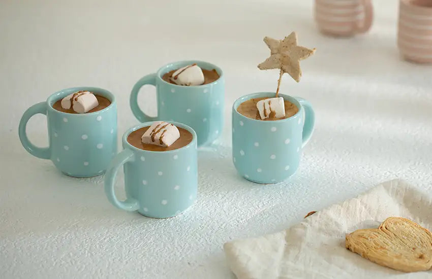 Ceramic mugs with polka dots