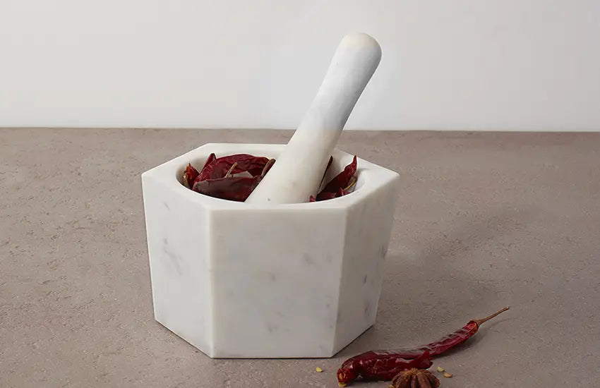 White Marble Mortar and Pestle