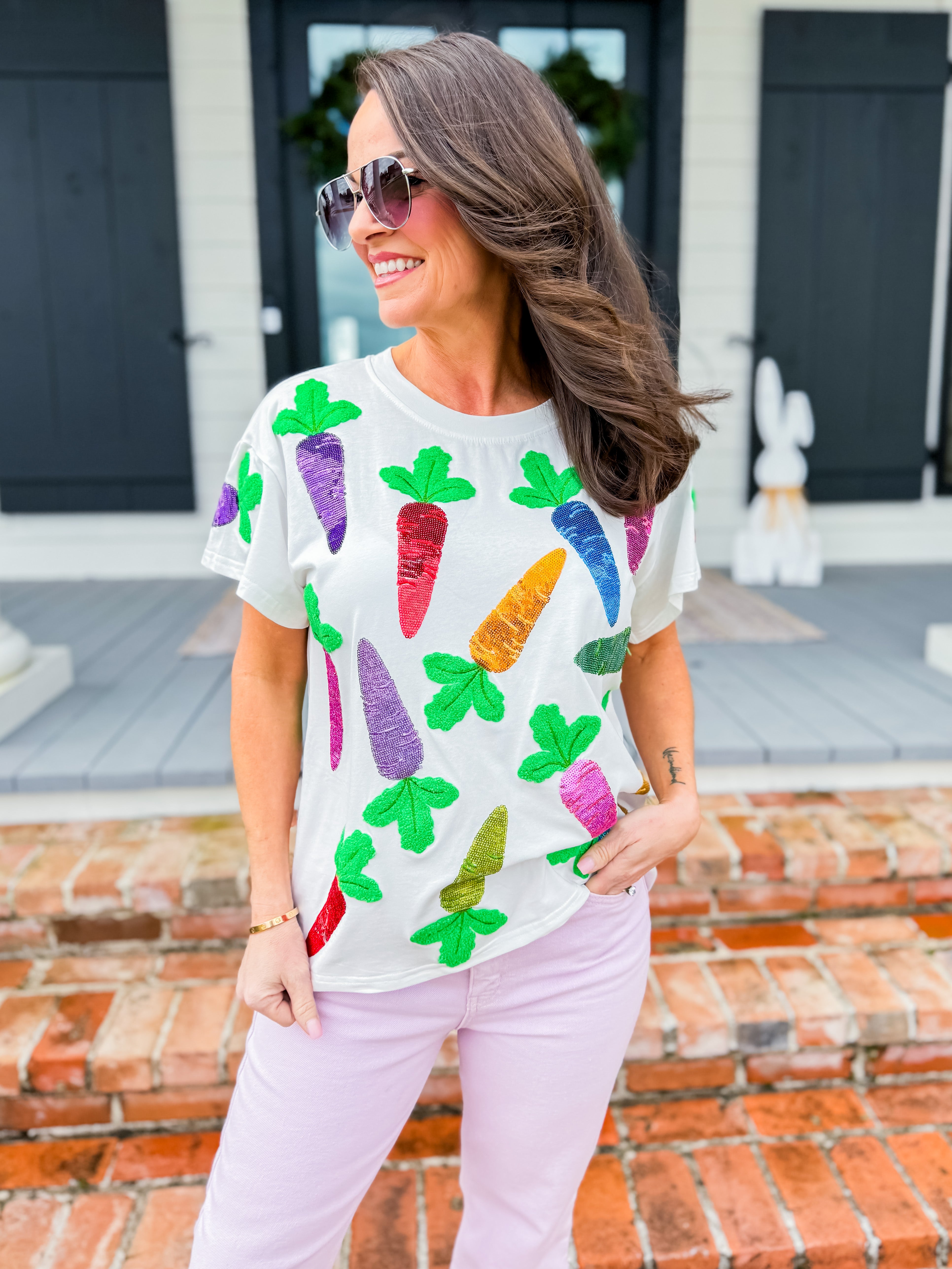 White Multi Carrot Tee