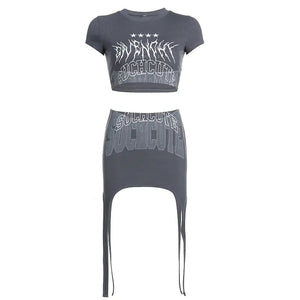 Miss Bag Chaser Graphic Skirt Set - GirlsRoom