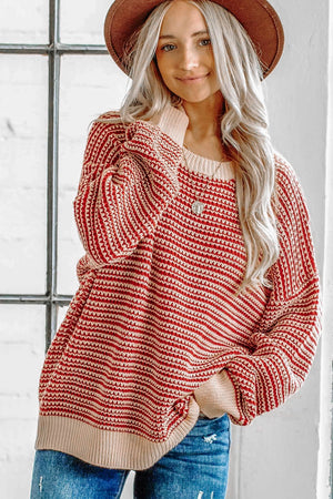 Red Stripe Sweater - Sweet Magnolias Women and Children's Boutique - Red Striped Sweater