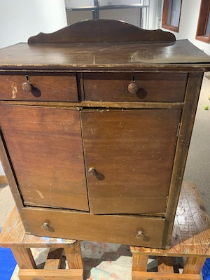 ugly brown vintage antique cabinet needing repair Live Yummy - Artful Living - artist Lisa Johnson