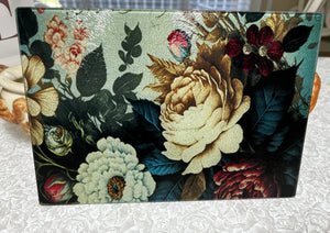 Tempered Glass Cutting Board - Vivid Rose, Blues, Tans, & Greens - Threaded Expressions