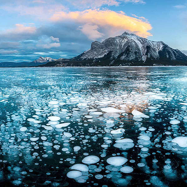 Bulles gelées sous le lac Abraham