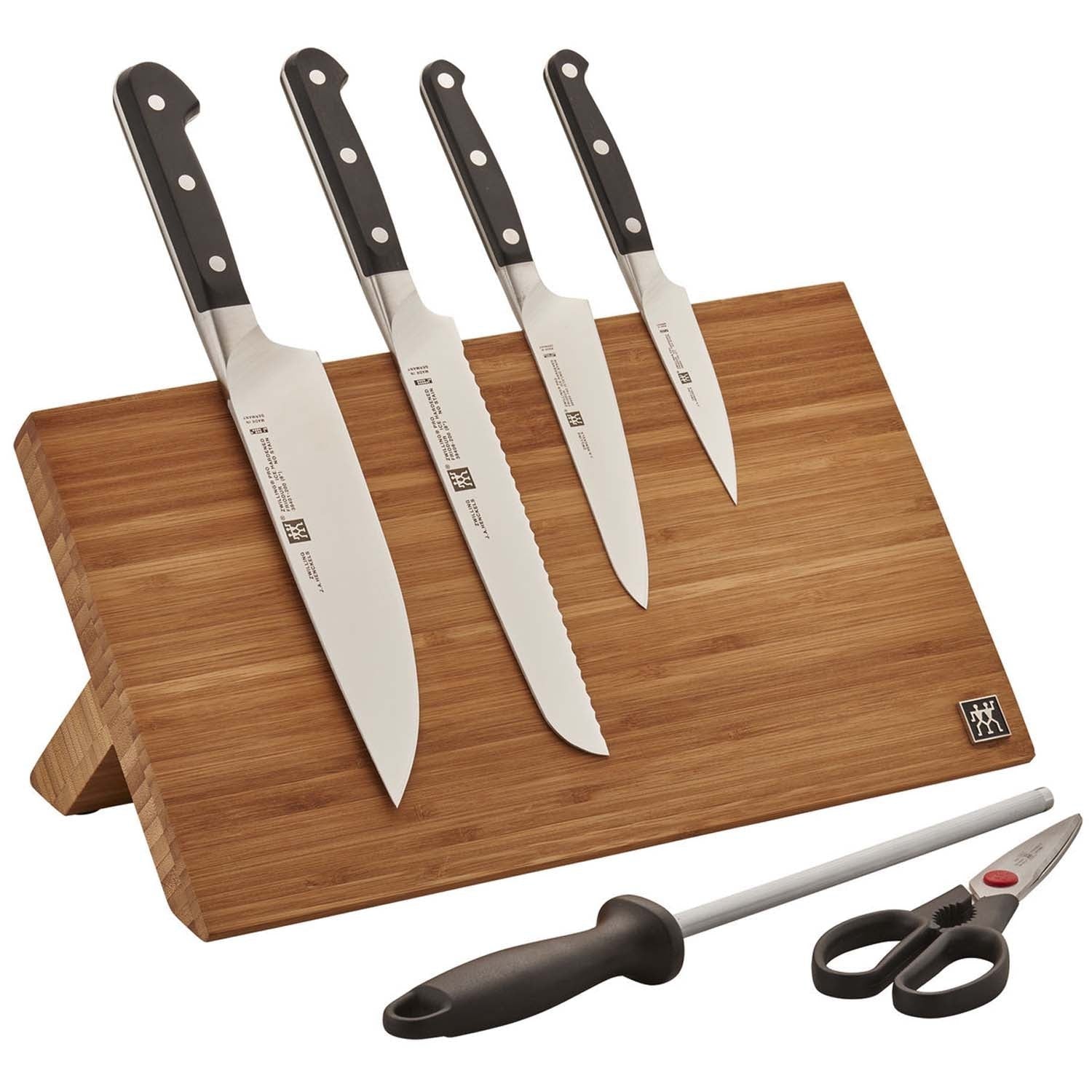 Zwilling J.A. Henckels Pro 7-Piece Knife Set With Bamboo Magnetic Easel