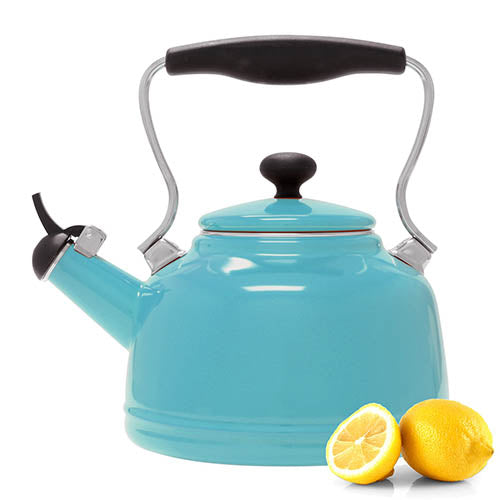 CHANTAL 1.7-QUARTS ENAMEL-ON-STEEL VINTAGE TEAKETTLE - AQUA