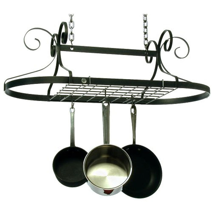 Enclume Decor Oval Ceiling Pot Rack Hammered Steel