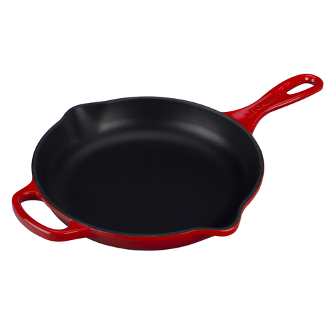 LE CREUSET 9'' SIGNATURE IRON HANDLE SKILLET - CERISE