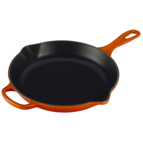 LE CREUSET 10.25'' SIGNATURE IRON HANDLE SKILLET - FLAME