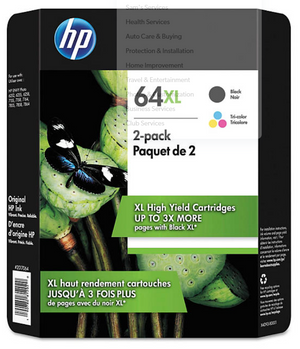 HP 64XL High Yield Original Inkjet Cartridge, Black/Tri-Color, 2 Pack - Sam's Club - 106494
