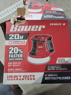 BAUER 20V Cordless 6 in. Compact Orbital Polisher/Buffer – Tool Only - 101319