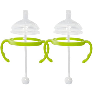 2 Pack (4 total)! Straw Transition Cup Kit for Comotomo Baby Bottles | Conversion Kit Fits 5 Ounce and 8 Ounce Bottles | Soft, Silicone Straw Top Bottle Nipple & Weighted Straw to Help Baby Transition | 2 Pack (Green) - 104344