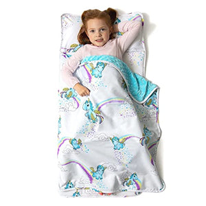 JumpOff Jo - Toddler Nap Mat for Preschool, Daycare, and Kindergarten - Sleeping Bag for Kids with Removable Pillow and Ultra Soft Blanket - Unicorn Pixie Dust - 102211