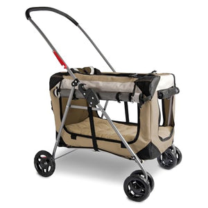 Large Premium Cat Stroller. Fits Up to 2 Cats. Pet Stroller with Top Loading & Side Loading, Soft Sided, Foldable Pet Crate. Includes Super Soft Bed, Vented Windows and Loads of Space - 104306