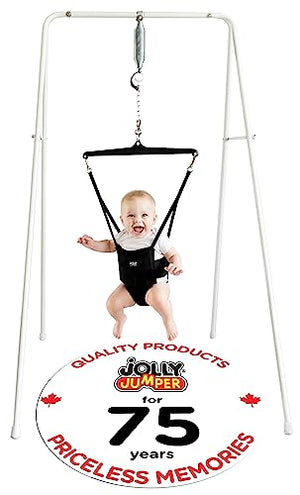 Jolly Jumper *Classic* (Black) with Stand - The Original Baby Exerciser and Your Alternative to Activity Centers and Baby Bouncers. Trusted by Parents, Loved by Babies Since 1948 - 104698