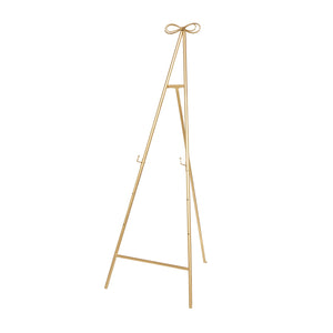 Deco 79 Metal Tall Adjustable Display Stand Easel with Bow Top, 25" x 32" x 65", Gold - 104686
