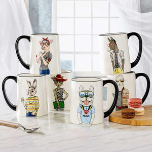 Missing 1 Cup - Hipster Animal Coffee Mugs 6pc 17.5 oz. by Signature Housewares - 104913