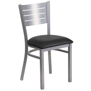 Missing Seat! Flash Furniture HERCULES Series Silver Slat Back Metal Restaurant Chair - 104815