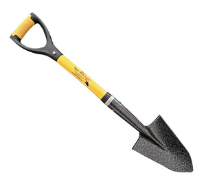 D-Handle Gardening Shovel with Cushioned Grip, Fiberglass Handle with Carbon Manganese Steel Blade, 30" Mini Handle, Yellow, for Raised Garden Beds and Container Gardens - 104205