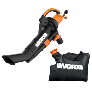 Worx WG509 12 Amp TRIVAC 3-in-1 Electric Leaf Blower with All Metal Mulching System - 104589