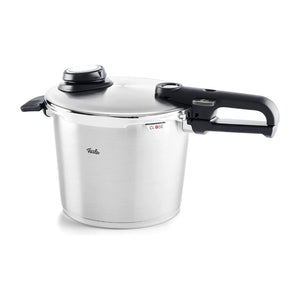 Fissler Vitavit Premium Pressure Cooker with Steamer Insert - Premium German Construction - Built to Last for Decades - Safe & Easy Pressure Cooker with Glass Lid - For All Cooktops - 6.3 Quarts - 104599