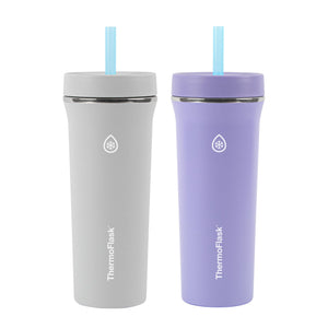 Thermoflask 32oz Insulated Standard Straw Tumbler, 2-Pack, Cloud Gray/Periwinkle - 104909