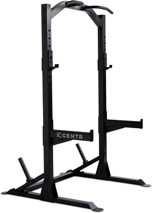 Half Rack - 7 Gauge Steel Squat Rack with J-Hooks, Pull Up Bar & Weight Storage - Half Rack for Home Gym or Commercial Use