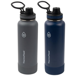 ThermoFlask 40 oz Double Wall Vacuum Insulated Stainless Steel 2-Pack of Water Bottles, Midnight/Stone - 104824