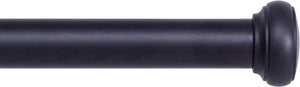 Kenney KN90001 Weaver Cap End Indoor/Outdoor Rust-Resistant Curtain Rod, 72-144" Adjustable Length, Black Finish, 1" Diameter Steel Tube