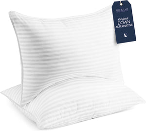 Beckham Hotel Collection Bed Pillows Standard / Queen Size Set of 2 - Down Alternative Bedding Gel Cooling Pillow for Back, Stomach or Side Sleepers - 100798