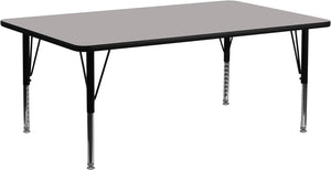 Flash Furniture 30''W x 72''L Rectangular Grey HP Laminate Activity Table - Height Adjustable Short Legs