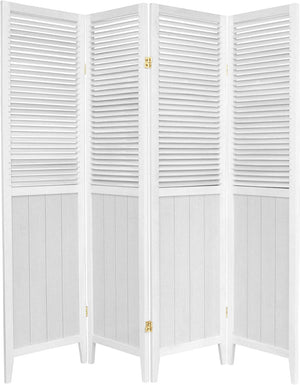 Oriental Furniture 6 ft. Tall Beadboard Divider - White - 4 Panels