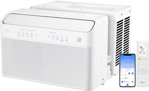 Midea 8,000 BTU U-Shaped Smart Inverter Window Air Conditioner– Ultra Quiet with Open Window Flexibility, Compatible with Alexa/Google Assistant, 35% Energy Savings,White