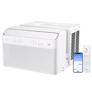 Midea 8,000 BTU U-Shaped Smart Inverter Air Conditioner –Cools up to 350 Sq. Ft., Ultra Quiet with Open Window Flexibility, Works with Alexa/Google Assistant, 35% Energy Savings, Remote Control - 104752