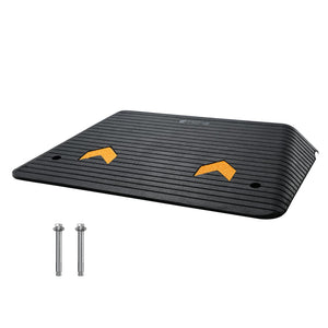 VEVOR Upgraded Rubber Threshold Ramp, 4" Rise Door Ramp with 1 Channel, Natural Rubber Car Ramp with Non-Slip Textured Surface, 33069Lbs Load Capacity Curb Ramp for Wheelchair and Scooter Black - 104799