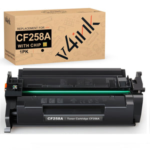 v4ink with Chip 58A Compatible Toner Cartridge Replacement for HP 58A CF258A 58X CF258X for HP Pro M404n M404dn M404dw MFP M428fdw M428fdn M404 M428 Enterprise M430f M406dn Printer (Black, 1-Pack) - 104507